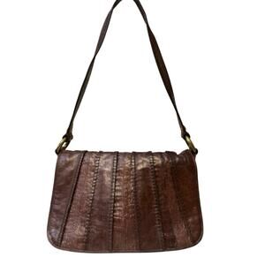Hobo International Shoulder Bag Burgundy Brown Textured Leather Vintage Flap Bag